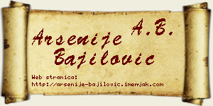 Arsenije Bajilović vizit kartica